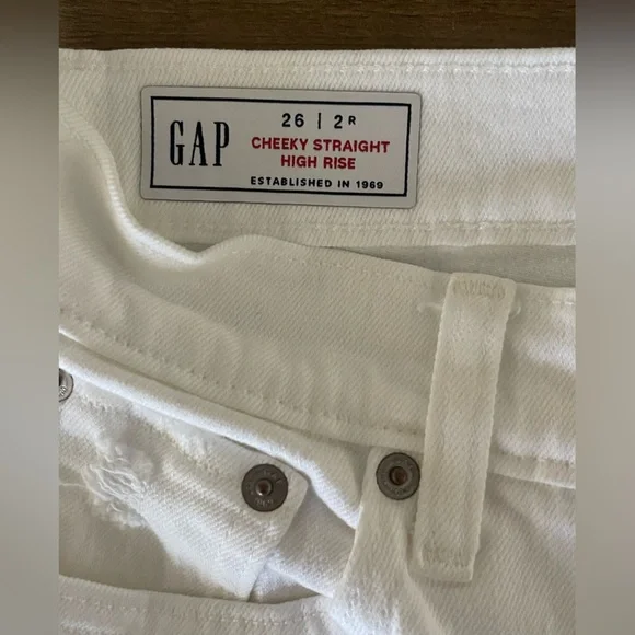 Gap Cheeky Straight High Rise White Denim Jeans - Picture 6 of 8